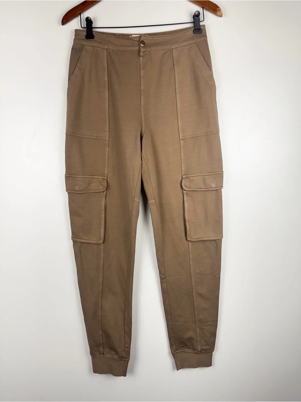 The Normal Brand Cargo Jogger Pants Sz S Taupe Brown Seam Utility Pockets Travel